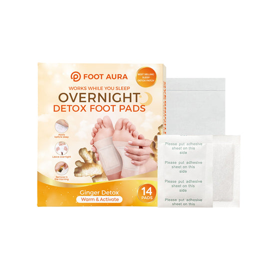 FootAura Overnight Foot Patches – Detox & Circulation Support – Ginger Extract – Warm, Stimulate & Restore Overnight – 30 Count