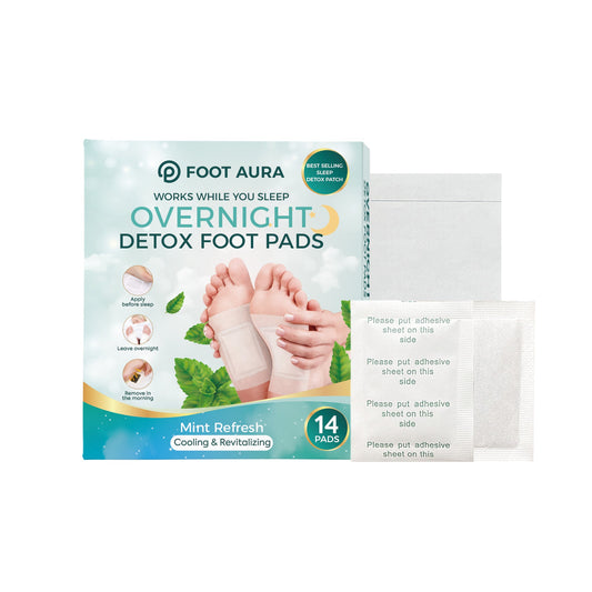 FootAura Overnight Foot Patches – Cooling Relief for Tired Feet – Mint Infused – Refresh, Revitalize & Energize Overnight – 30 Count